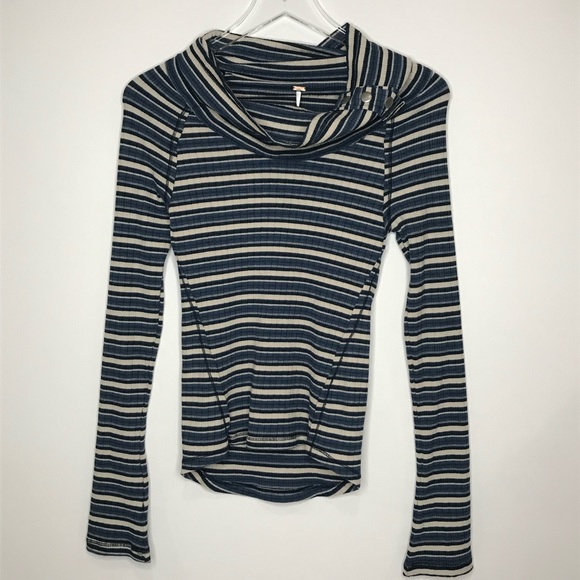 Free People Cape Cod Blue Striped Thermal Top - Picture 3 of 8